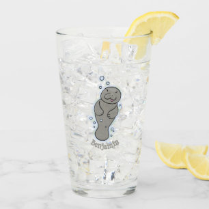 Verre Mignonne manatée bébé avec bulles illustration