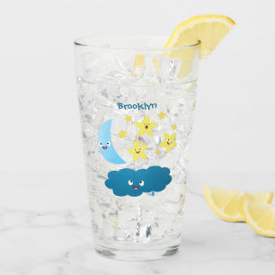 Verre Mignons étoiles chantant, lune et bande dessinée d