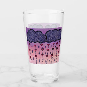 Verre Mignons nuages et coeurs art