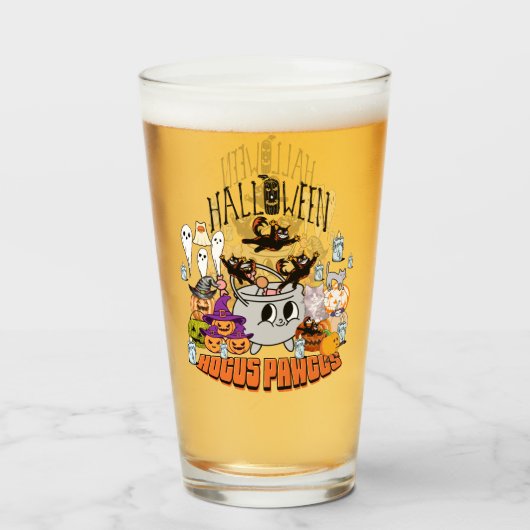 Verre Mikitiez chat noir éffrayant halloween vibes ghoul (Dos (rempli))