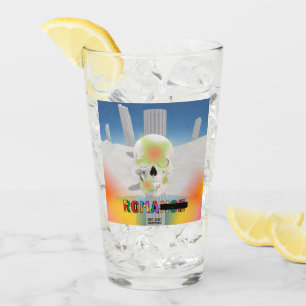 Verre Mikitiez rêveur crâne tatouage arc-en-ciel rose pl