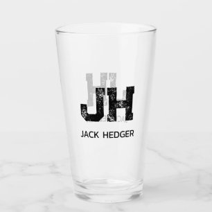 VERRE MINIMALISTE NOIR MONOGRAMME À DEUX LETTRES NOM CLA