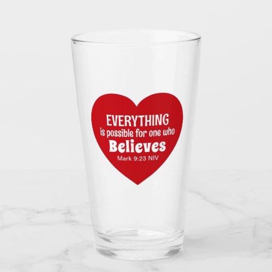 Verre Miracle Bible Verse Red Heart Encouraging Believe (Devant)