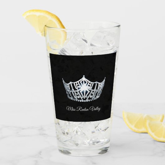 Verre Miss America Silver Crown & Custom Name Glass (Devant glace)