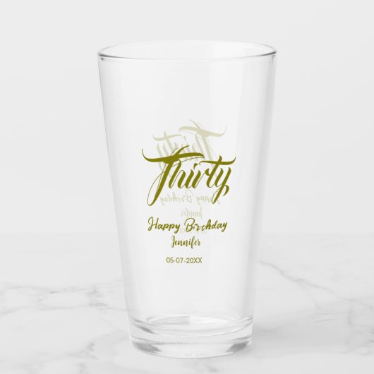 Verre modèle or 30e anniversaire ajouter nom date année (Devant)
