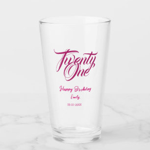 Verre modèle rose anniversaire 21 ans ajouter nom date a