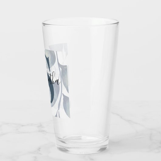 Verre Moderne feuille bleu Monogramme (Gauche)