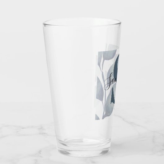 Verre Moderne feuille bleu Monogramme (Droite)