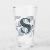 Verre Moderne feuille bleu Monogramme (Devant)
