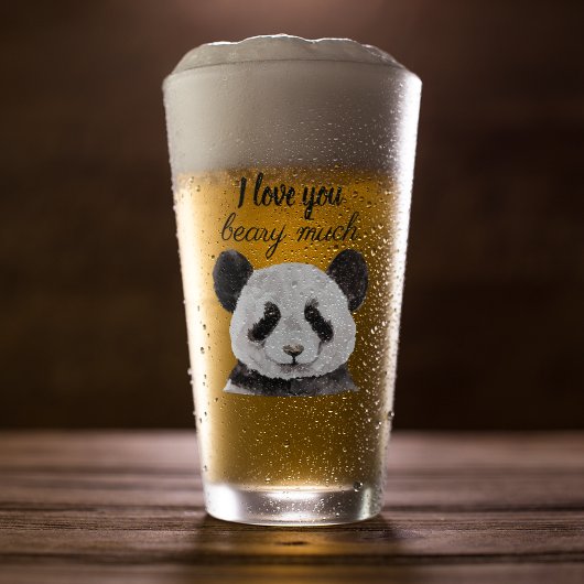 Verre Moderne Je T'Aime Beary Beaucoup Panda Noir Et Bla
