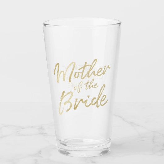 Verre Moderne Mère de la Mariée Typographie Script Or (Devant)