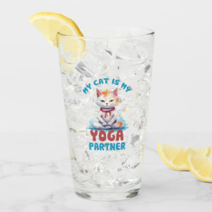 Verre Mon Chat Est Mon Partenaire De Yoga - Adorable Méd