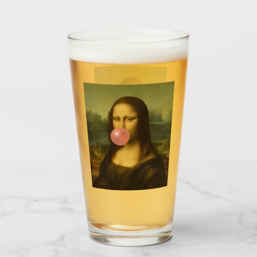 Verre Mona Lisa soufflant de bulle rose (Devant (rempli))