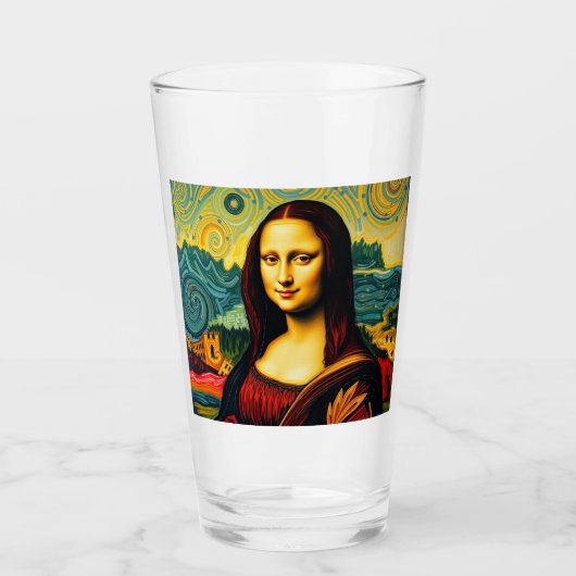 Verre Mona Van Gogh style Whimsical Lisa Glass Cup (Devant)