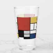 Verre Mondrian Peinture Rouge Plane Jaune Noir Gris Bleu (Devant)
