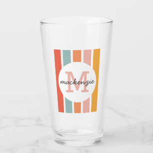 Verre Monogramme Bandes Colorées Rétro Personnalisé