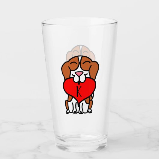 Verre Monogramme Beagle souriant (Devant)