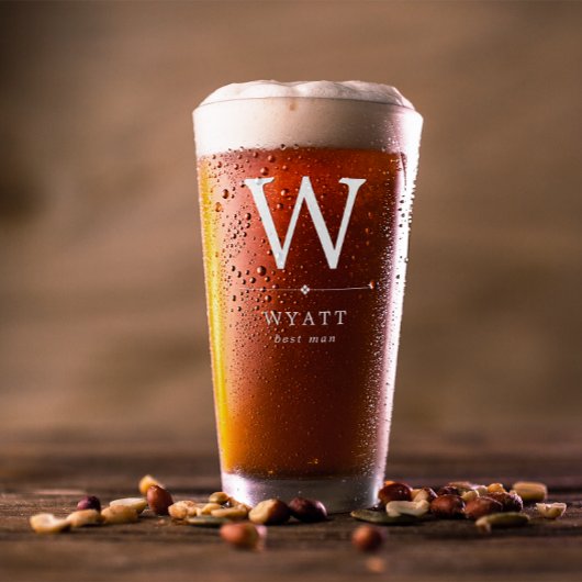 Verre Monogramme blanc minimaliste meilleur homme