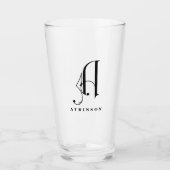 Verre Monogramme classique initial A avec nom de famille (Devant)