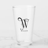 Verre Monogramme classique initial W avec nom de famille (Devant)