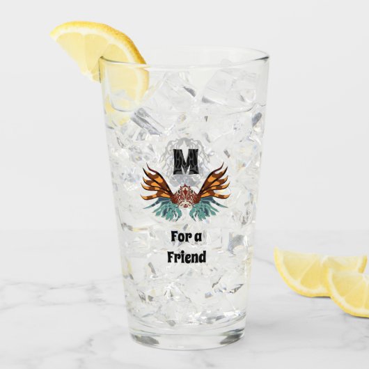 Verre Monogramme coloré de poisson rouge (Devant glace)