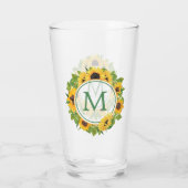 Verre Monogramme de cercle de tournesol d'été (Dos)