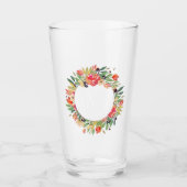 Verre Monogramme de couronne de Noël à fleurs rouges (Devant)