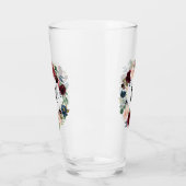 Verre Monogramme de couronne florale rose et bordeaux (Gauche)