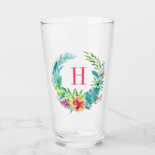 Verre Monogramme de couronne tropicale colorée