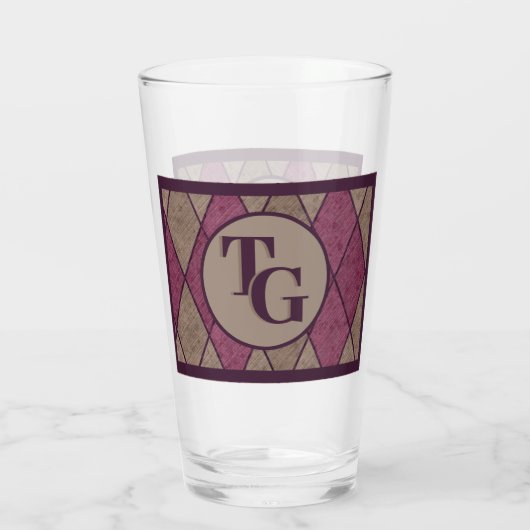 Verre Monogramme de Jacquard de diamant rouge classique  (Dos)