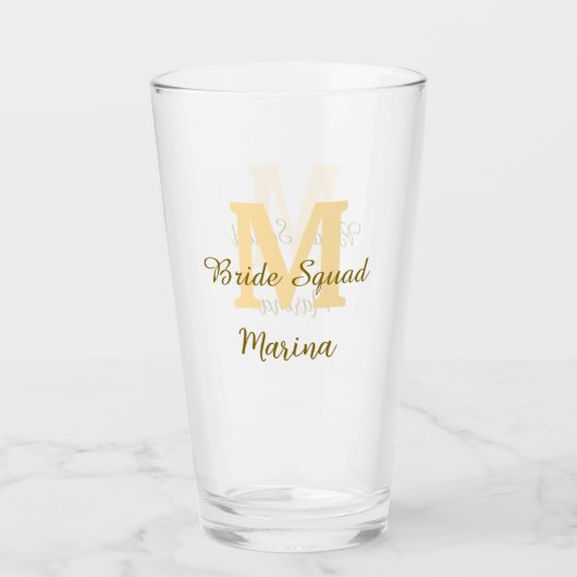 Verre Monogramme de l'équipe de la mariée simple shower (Devant)