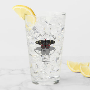 Verre Monogramme de l'ombre du papillon Rose Crimson