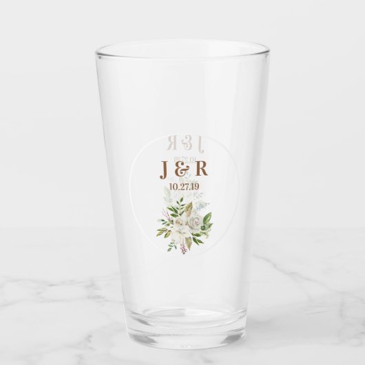 Verre Monogramme de mariage floral (Devant)