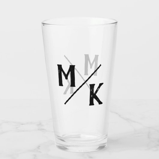 Verre Monogramme de mariage simple typographie noire bar (Dos)