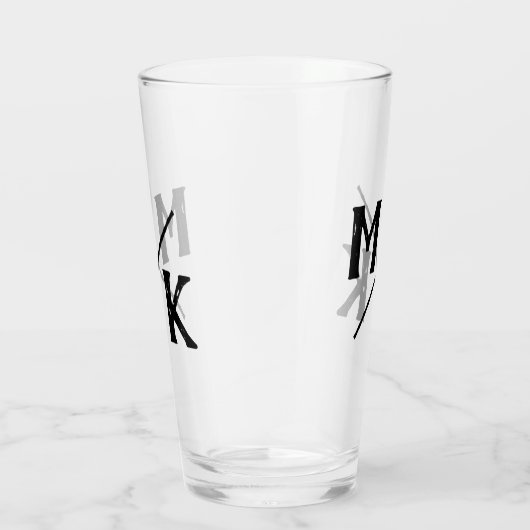Verre Monogramme de mariage simple typographie noire bar (Droite)