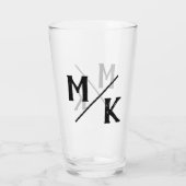 Verre Monogramme de mariage Typographie simple noire ave (Dos)