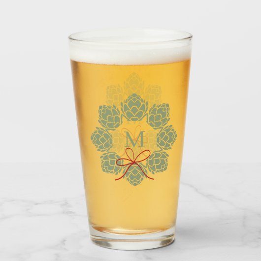 Verre Monogramme de Noël Beer Hops (Devant (rempli))