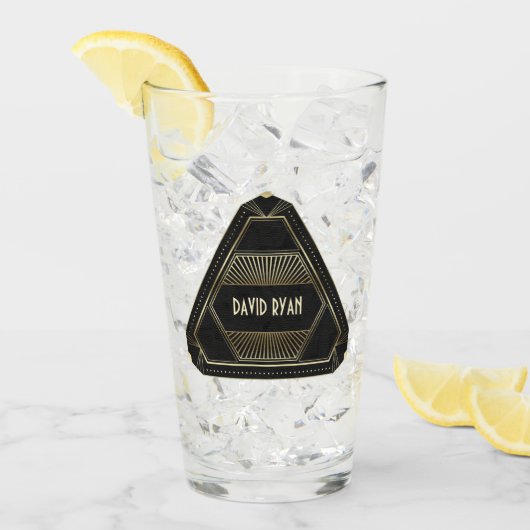 Verre Monogramme de style Art déco noir et or des années (Devant glace)