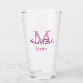 Verre Monogramme de tribu de mariée simple mini-rose rou