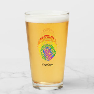 Verre Monogramme d'empreinte digitale arc-en-ciel