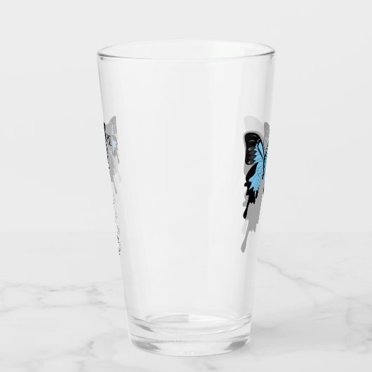 Verre Monogramme d'ombre à papillon bleu (Gauche)