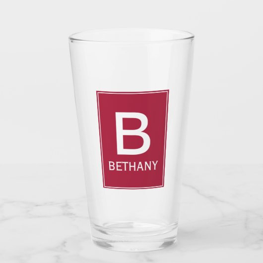 Verre Monogramme élégant moderne bordeaux (Devant)