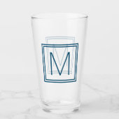 Verre Monogramme encadré de bleu d'océan (Devant)