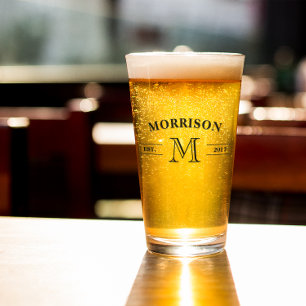 Verre Monogramme et année simple et élégant