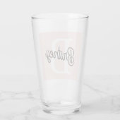 Verre Monogramme et nom personnalisé moderne Pastel Pink (Dos)