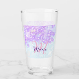 Verre Monogramme étoile pailleté rose violet ajouter let