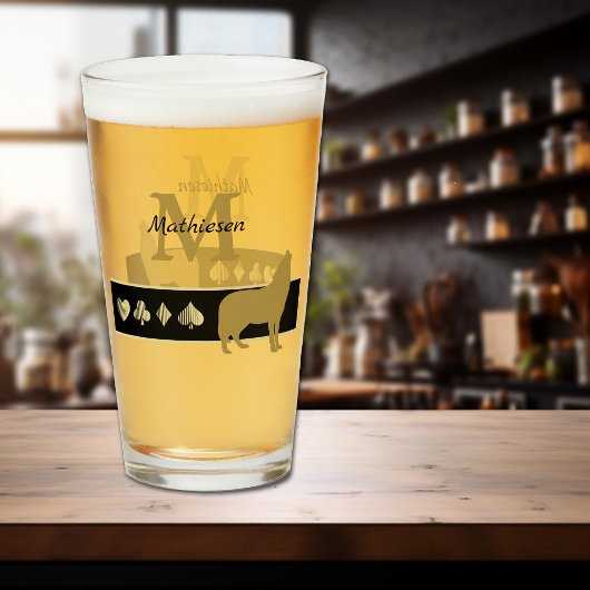 Verre Monogramme Gold Silhouette Howling Wolf