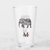 Verre Monogramme Graphique mignon Eléphant Noir personna (Devant)