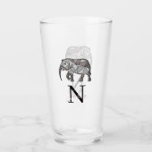 Verre Monogramme Graphique mignon Eléphant Noir personna (Devant)