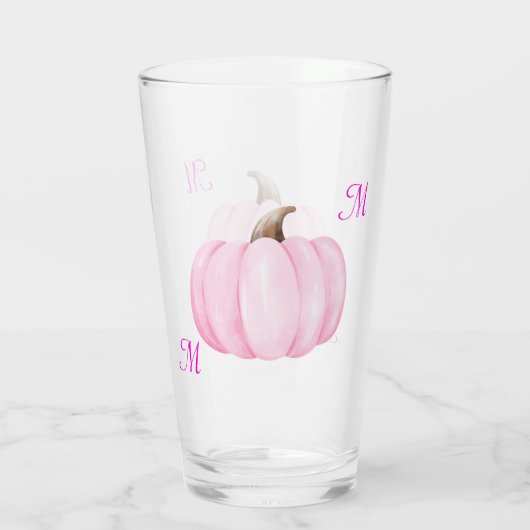 Verre Monogramme initial avec Citrouille rose | (Dos)